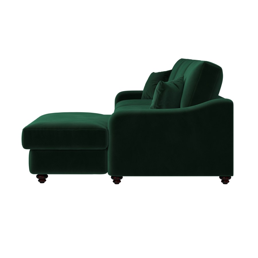 Dark Green Velvet Right Hand Corner Sofa Bed with Storage - Quinn