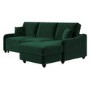 Dark Green Velvet Right Hand Corner Sofa Bed with Storage - Quinn