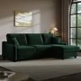 Dark Green Velvet Right Hand Corner Sofa Bed with Storage - Quinn