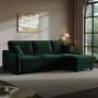 Dark Green Velvet Right-Hand 4-Seater Corner Sofa Bed with Storage - Quinn