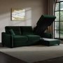 Dark Green Velvet Right-Hand 4-Seater Corner Sofa Bed with Storage - Quinn
