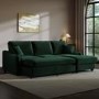 Dark Green Velvet Right Hand Corner Sofa Bed with Storage - Quinn