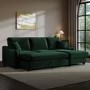 Dark Green Velvet Right-Hand 4-Seater Corner Sofa Bed with Storage - Quinn