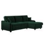 Dark Green Velvet Right Hand Corner Sofa Bed with Storage - Quinn