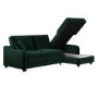 Dark Green Velvet Right Hand Corner Sofa Bed with Storage - Quinn