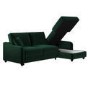 Dark Green Velvet Right-Hand 4-Seater Corner Sofa Bed with Storage - Quinn