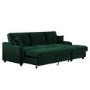 Dark Green Velvet Right Hand Corner Sofa Bed with Storage - Quinn