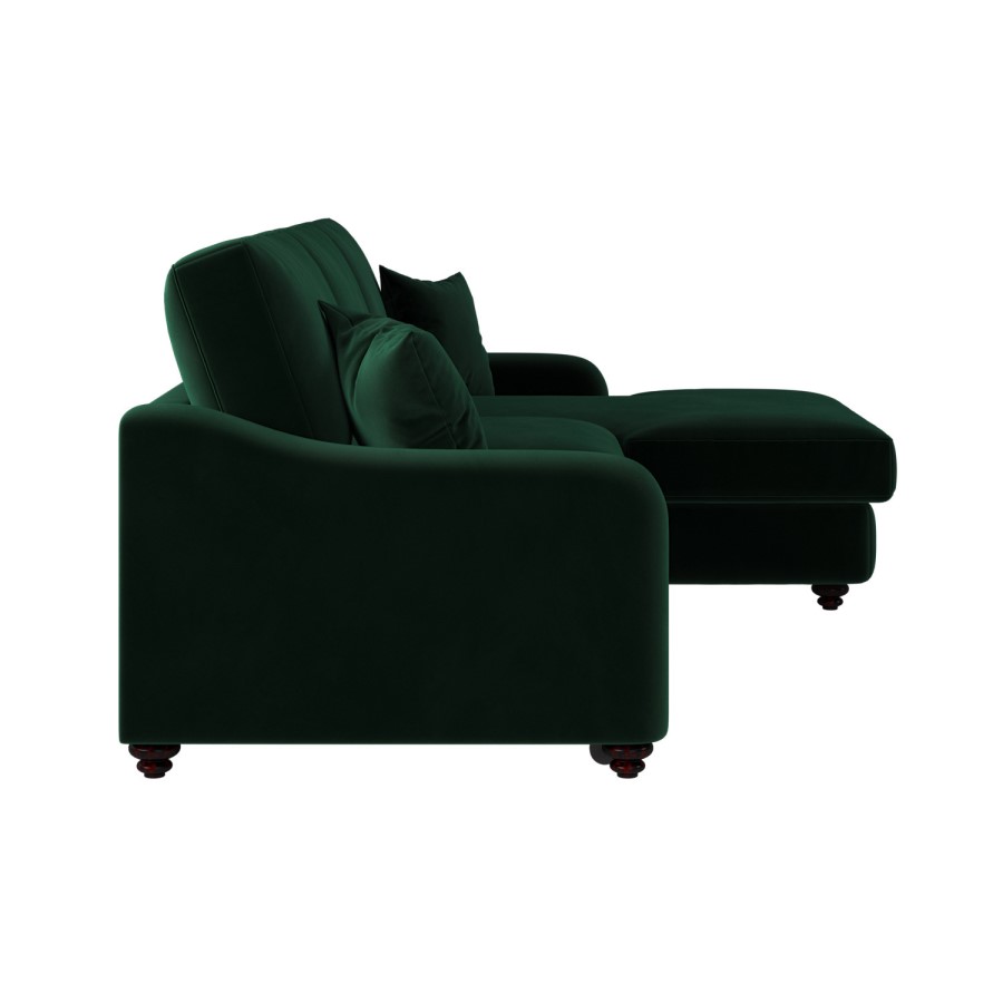 Dark Green Velvet Right Hand Corner Sofa Bed with Storage - Quinn