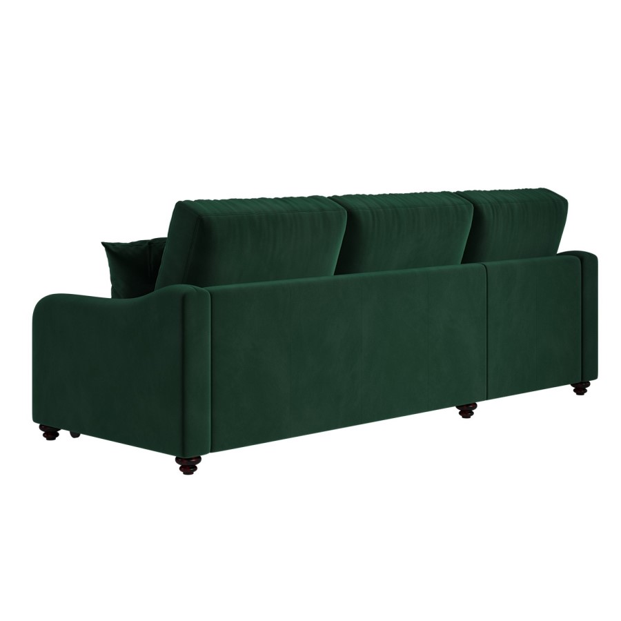 Dark Green Velvet Left Hand Corner Sofa Bed with Storage - Quinn