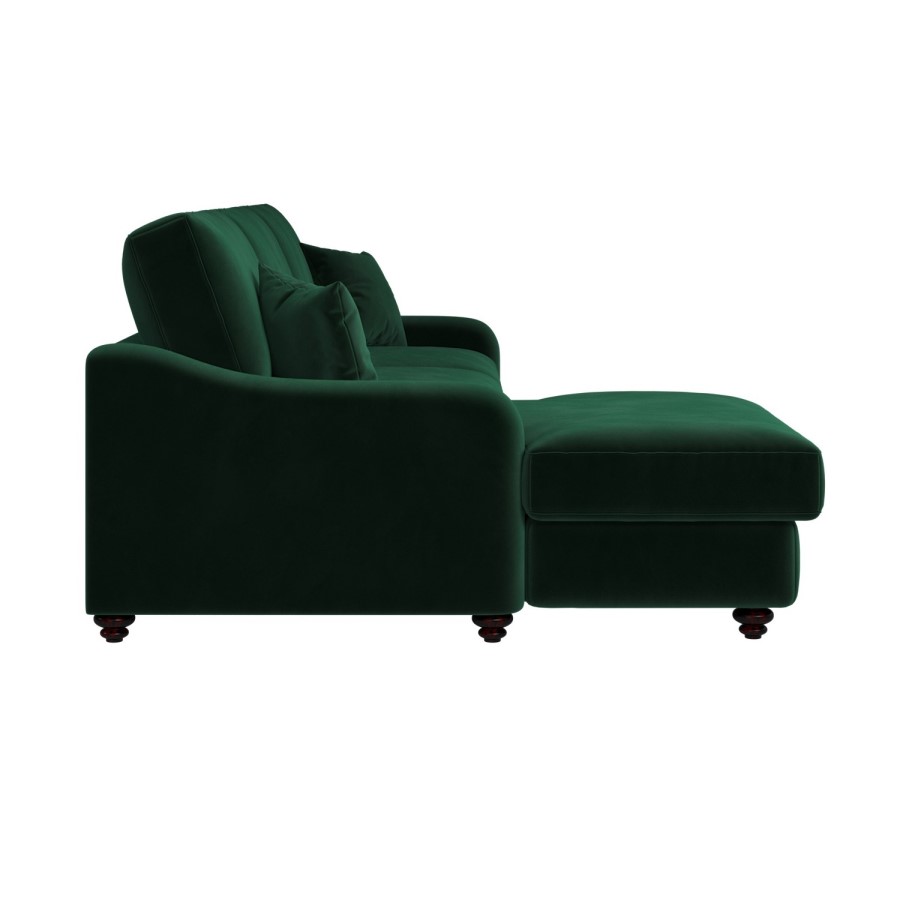 Dark Green Velvet Left Hand Corner Sofa Bed with Storage - Quinn