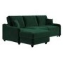 Dark Green Velvet Left Hand Corner Sofa Bed with Storage - Quinn