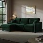 Dark Green Velvet Left Hand Corner Sofa Bed with Storage - Quinn