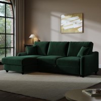 ALMOST PERFECT - Dark Green Velvet Left-Hand 4 Seater Corner Sofa Bed with Storage - Quinn