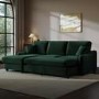 Dark Green Velvet Left-Hand 4 Seater Corner Sofa Bed with Storage - Quinn