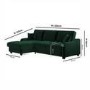 Dark Green Velvet Left Hand Corner Sofa Bed with Storage - Quinn