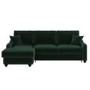 Dark Green Velvet Left Hand Corner Sofa Bed with Storage - Quinn