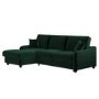 Dark Green Velvet Left Hand Corner Sofa Bed with Storage - Quinn