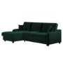 Dark Green Velvet Left-Hand 4 Seater Corner Sofa Bed with Storage - Quinn