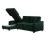 Dark Green Velvet Left Hand Corner Sofa Bed with Storage - Quinn
