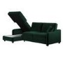 Dark Green Velvet Left-Hand 4 Seater Corner Sofa Bed with Storage - Quinn