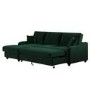 Dark Green Velvet Left Hand Corner Sofa Bed with Storage - Quinn