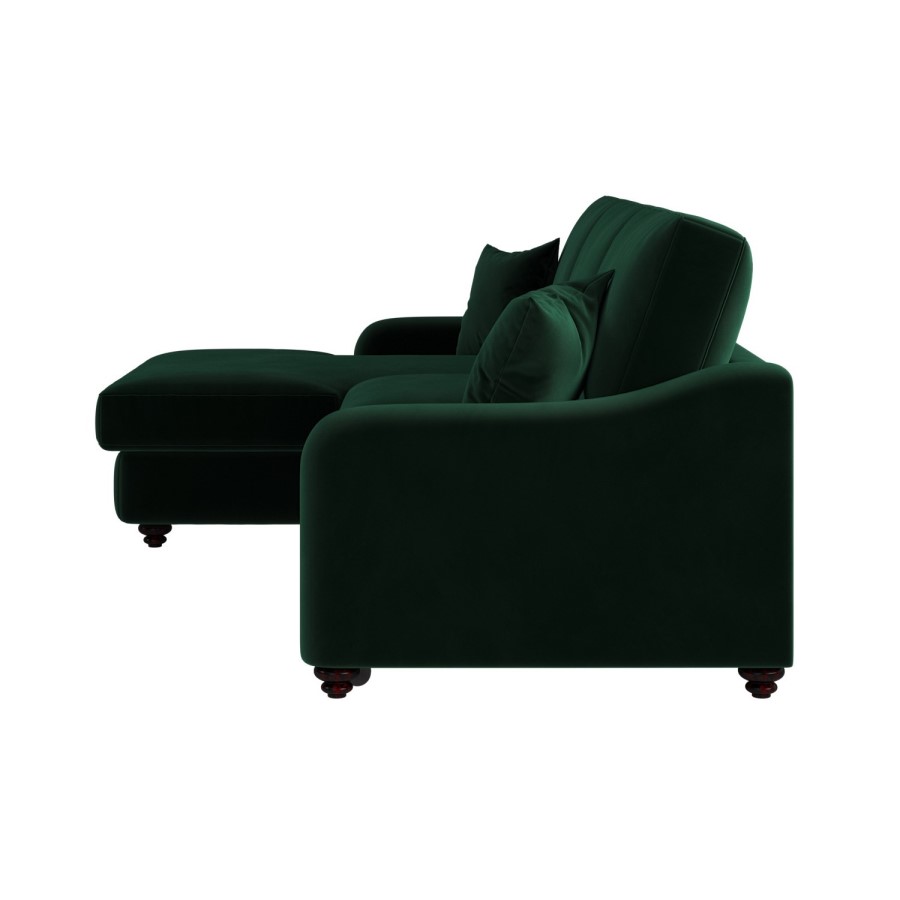 Dark Green Velvet Left Hand Corner Sofa Bed with Storage - Quinn