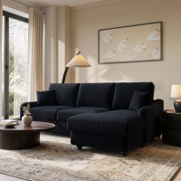 4 Seater Pull-Out Chaise Corner Sofa Bed with Storage in Navy Chenille - Quinn
