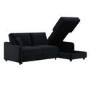 4 Seater Pull-Out Chaise Corner Sofa Bed with Storage in Navy Chenille - Quinn