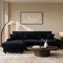 4 Seater Pull-Out Chaise Corner Sofa Bed with Storage in Navy Chenille - Quinn