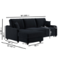 4 Seater Pull-Out Chaise Corner Sofa Bed with Storage in Navy Chenille - Quinn