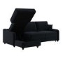 4 Seater Pull-Out Chaise Corner Sofa Bed with Storage in Navy Chenille - Quinn