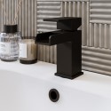 QUADMBMBM Black Waterfall Mono Basin Mixer Tap - Quadra