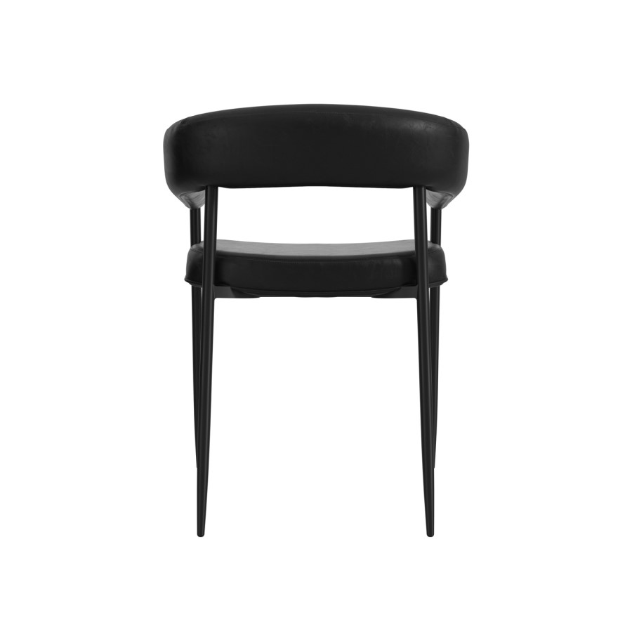 Set of 2 Black Faux Leather Curved Dining Chairs - Queens