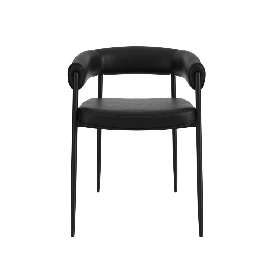 Set of 2 Black Faux Leather Curved Dining Chairs - Queens