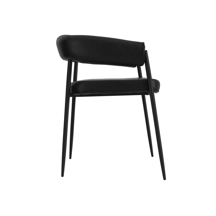 Set of 2 Black Faux Leather Curved Dining Chairs - Queens