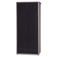 One Call Furniture Avola Premium Plus 2 Door Wardrobe in Champagne with Grey Gloss