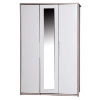 Avola Premium Plus 3 Door Mirror Wardrobe in Champagne with Cream Gloss  