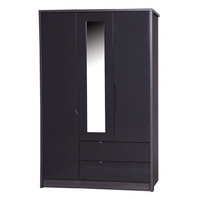 Avola Premium Plus 3 Door Combi Wardrobe with Mirror in Grey Gloss