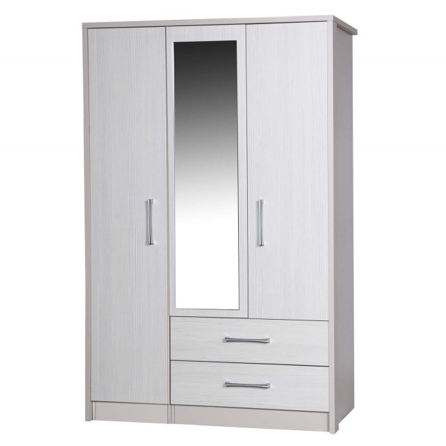 Avola Premium 3 Door Combi with Mirror in Cream with White