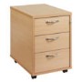 Dams 3 Drawer Mobile pedestal with Silver Handle in Beech