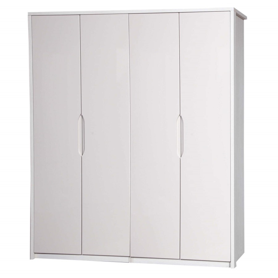 One Call Furniture Avola Premium Plus 4 Door Wardrobe in White with Sand Gloss