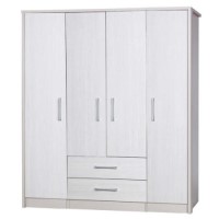 One Call Furniture Avola Premium 4 Door Combi + Single Robes in Cream with White