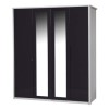 Avola Premium Plus 4 Door Wardrobe with Mirrors in White/Grey Gloss