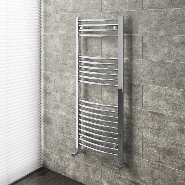 Chrome Vertical Bathroom Towel Radiator Curved - 1200 x 500mm