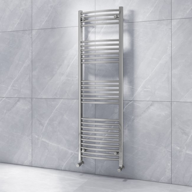 Curved Chrome Vertical Bathroom Towel Radiator - 1600 x 500mm