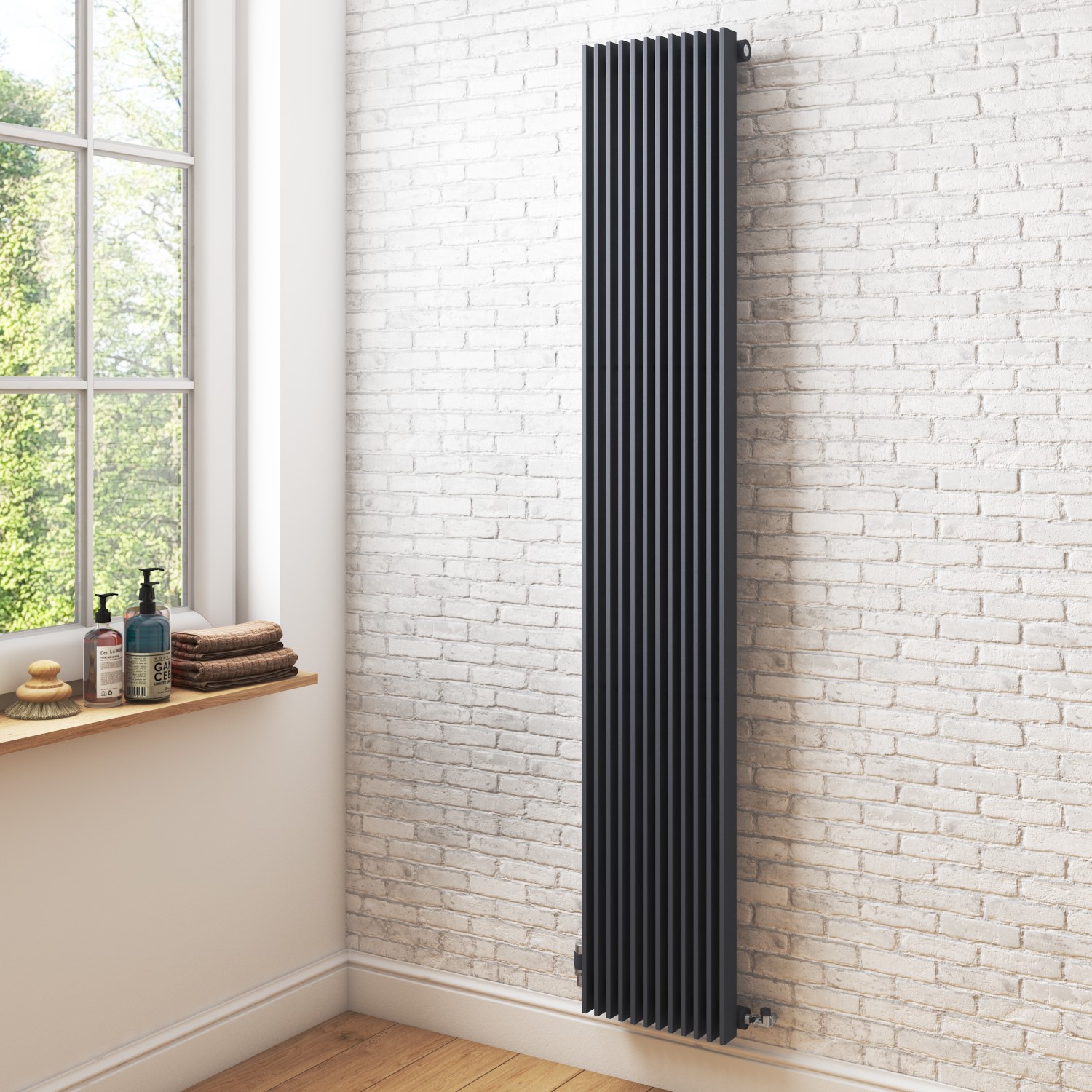 Vertical Anthracite Tall Radiator - 1800 x 324mm - Furniture123