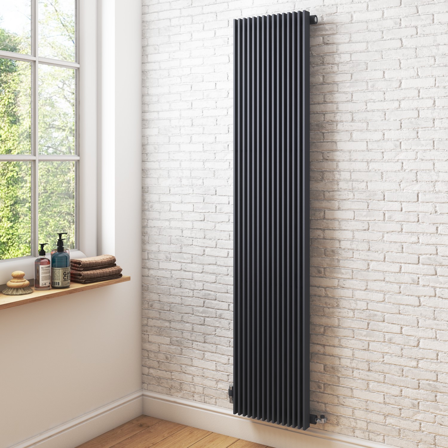 Vertical Anthracite Tall Radiator - 1800 x 399mm - Furniture123