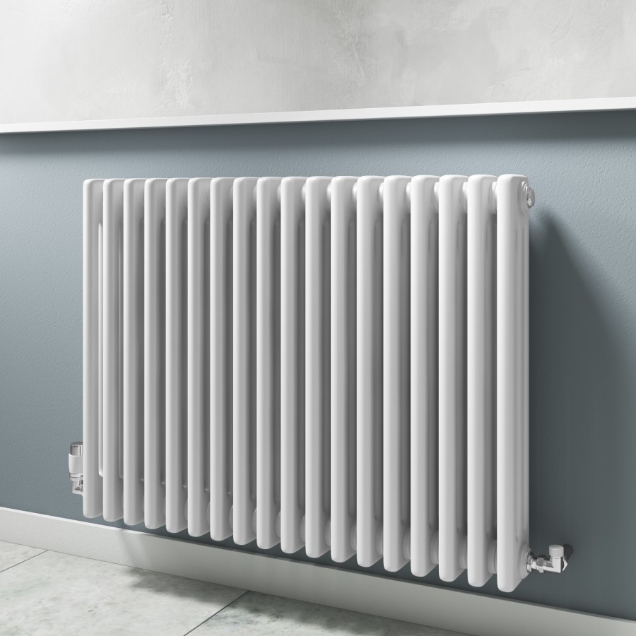 White Horizontal Traditional Column Radiator - 600 x 821mm