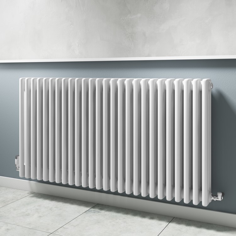 White Horizontal Traditional Column Radiator - 600 x 1177mm