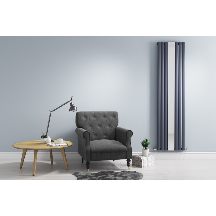 Vertical Anthracite Mirrored Radiator - 1800 x 499mm